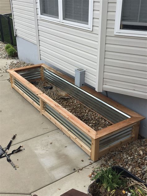 build wood and corrugated metal flower boxes|corrugated steel planter box.